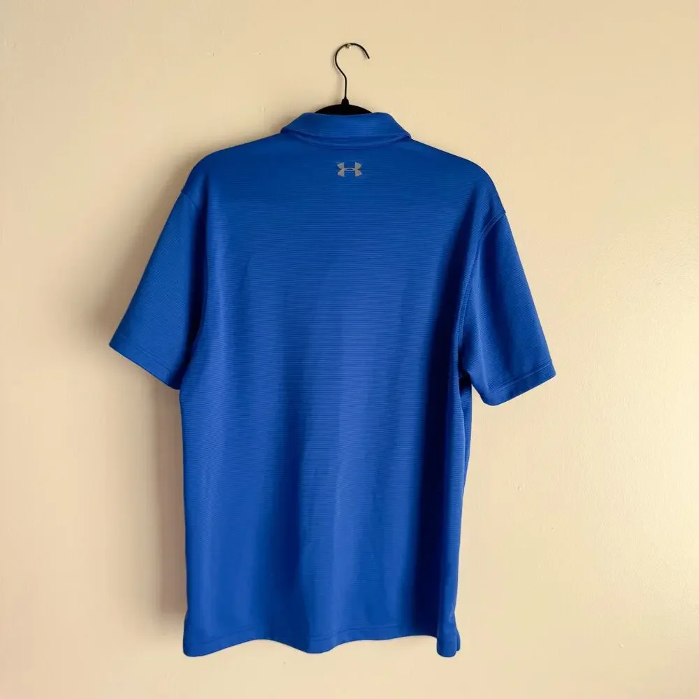 Under Armour Blue Loose Fit Heat Gear Short Sleeve Polo - Large